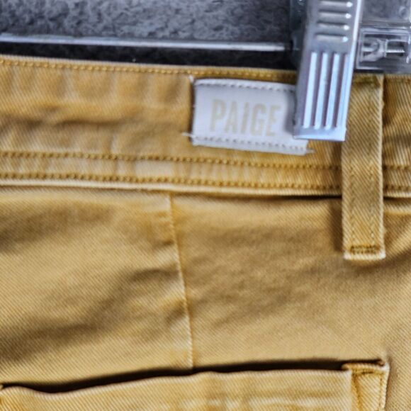 PAIGE Jeans Women’s 26 Yellow Colette Crop Flare Classic Ankle Pant - Picture 3 of 11